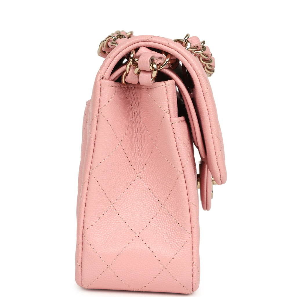 Chanel Small Classic Double Flap Bag Pink Shiny Caviar Light Gold Hardware