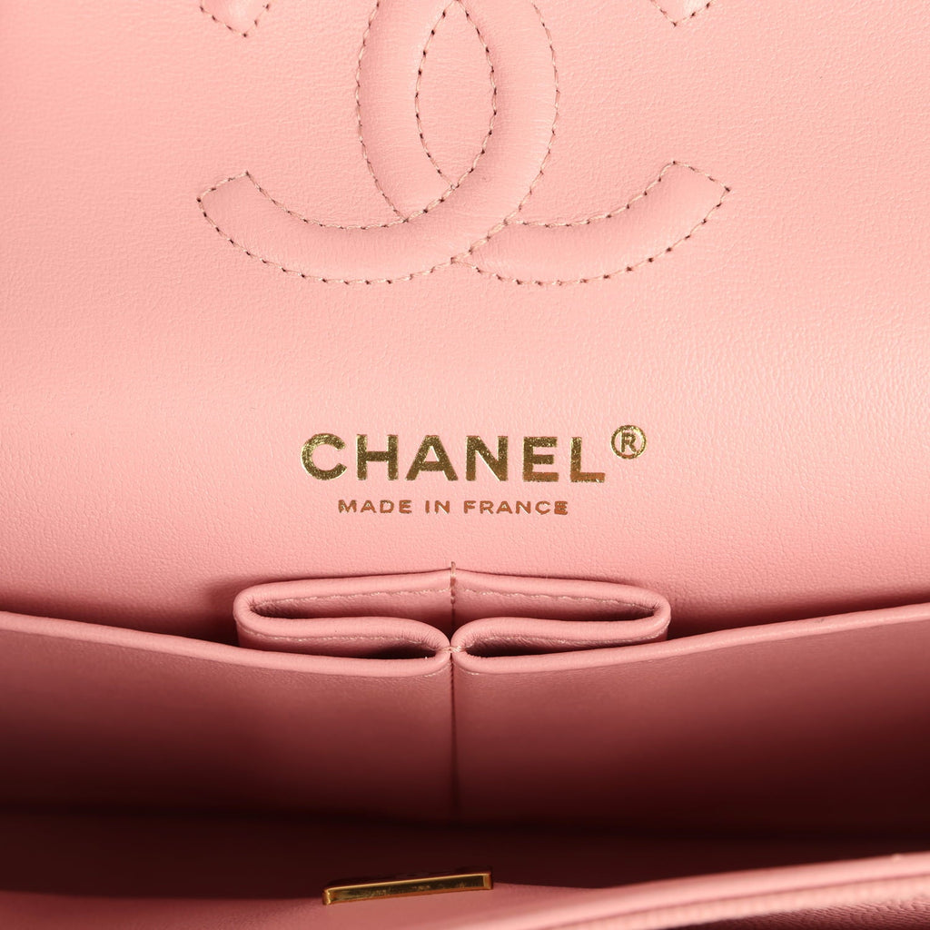 Chanel Small Classic Double Flap Bag Pink Shiny Caviar Light Gold Hardware