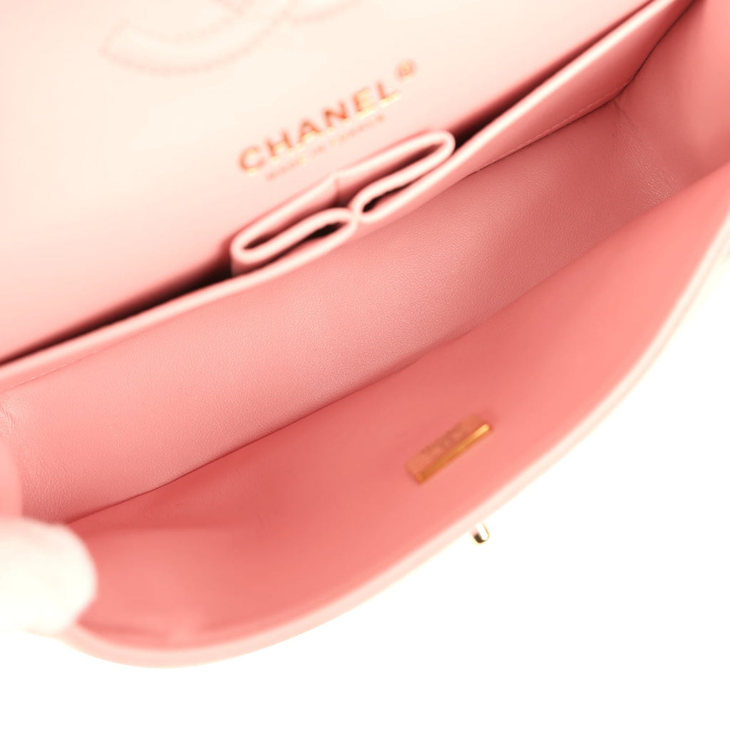 Chanel Small Classic Double Flap Bag Pink Shiny Caviar Light Gold Hardware