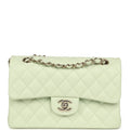 Chanel Small Classic Double Flap Bag Light Green Caviar Light Gold Hardware