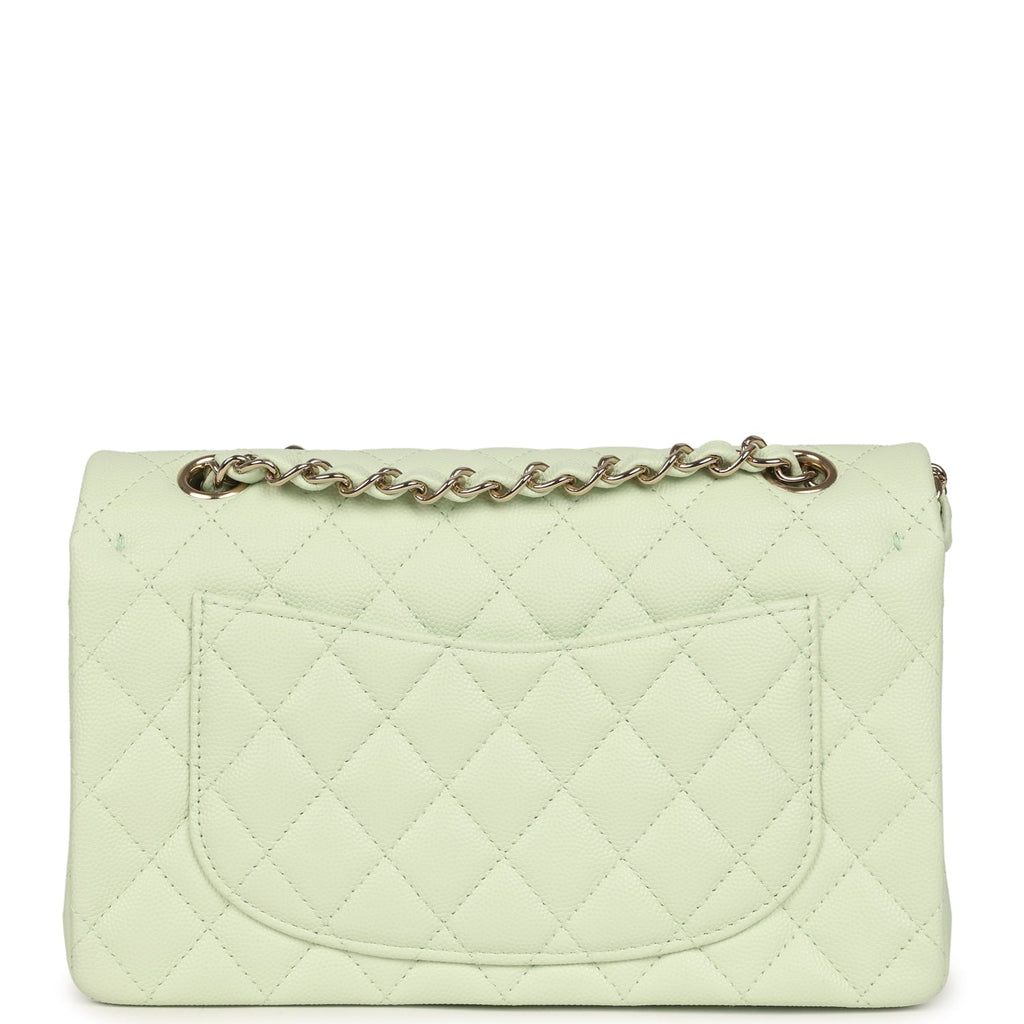 Chanel Small Classic Double Flap Bag Light Green Caviar Light Gold Hardware