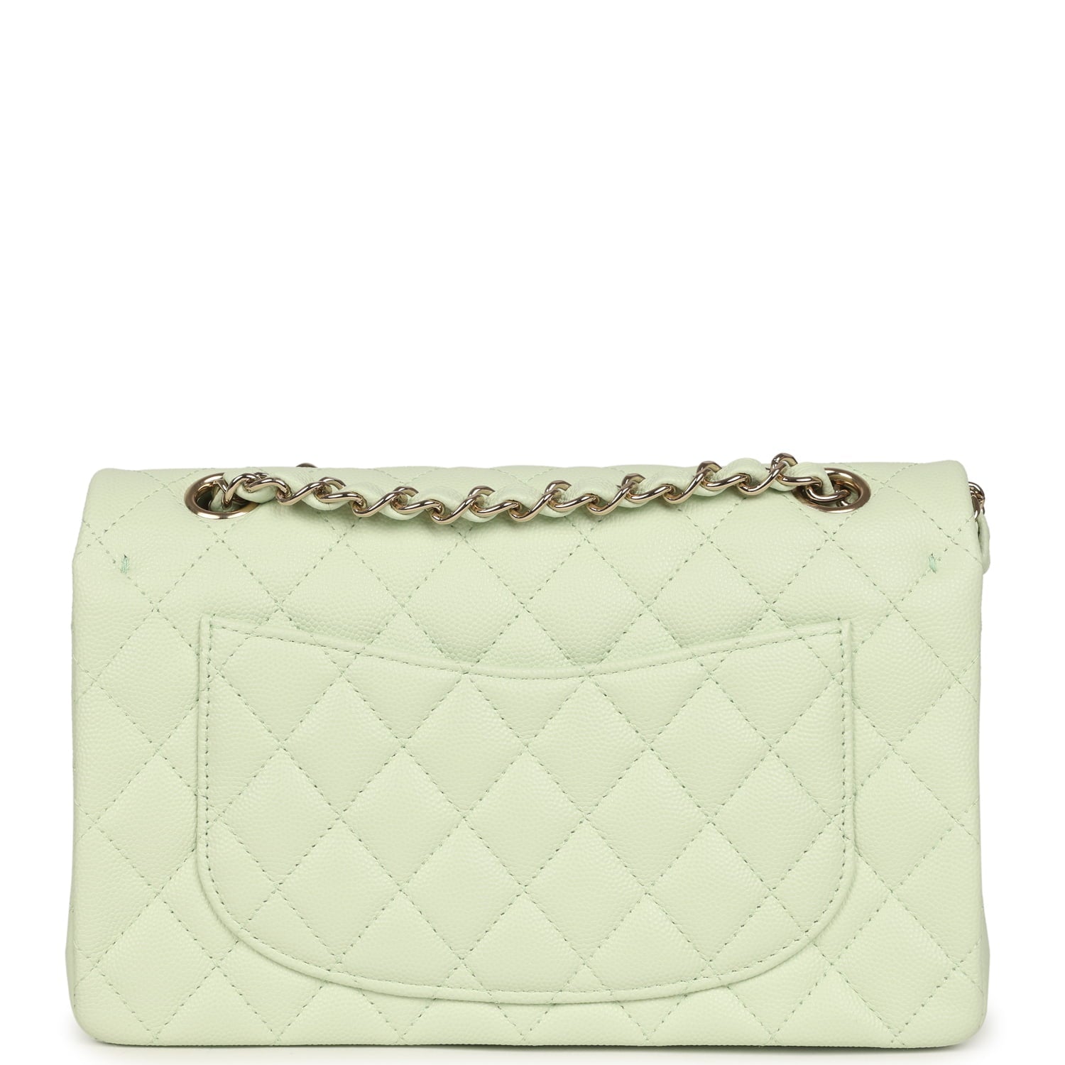 Chanel Small Classic Double Flap Bag Light Green Caviar Light Gold Hardware