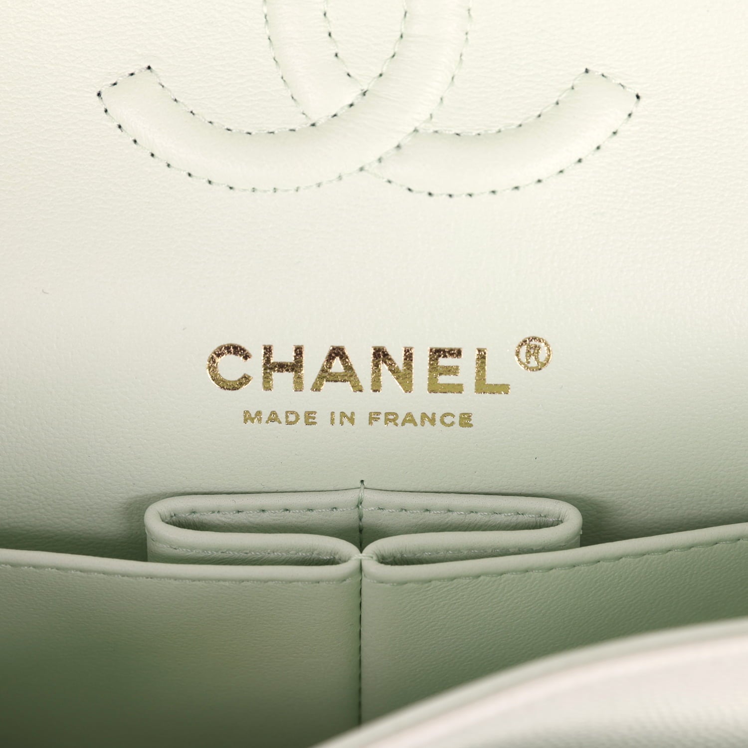 Chanel Small Classic Double Flap Bag Light Green Caviar Light Gold Hardware