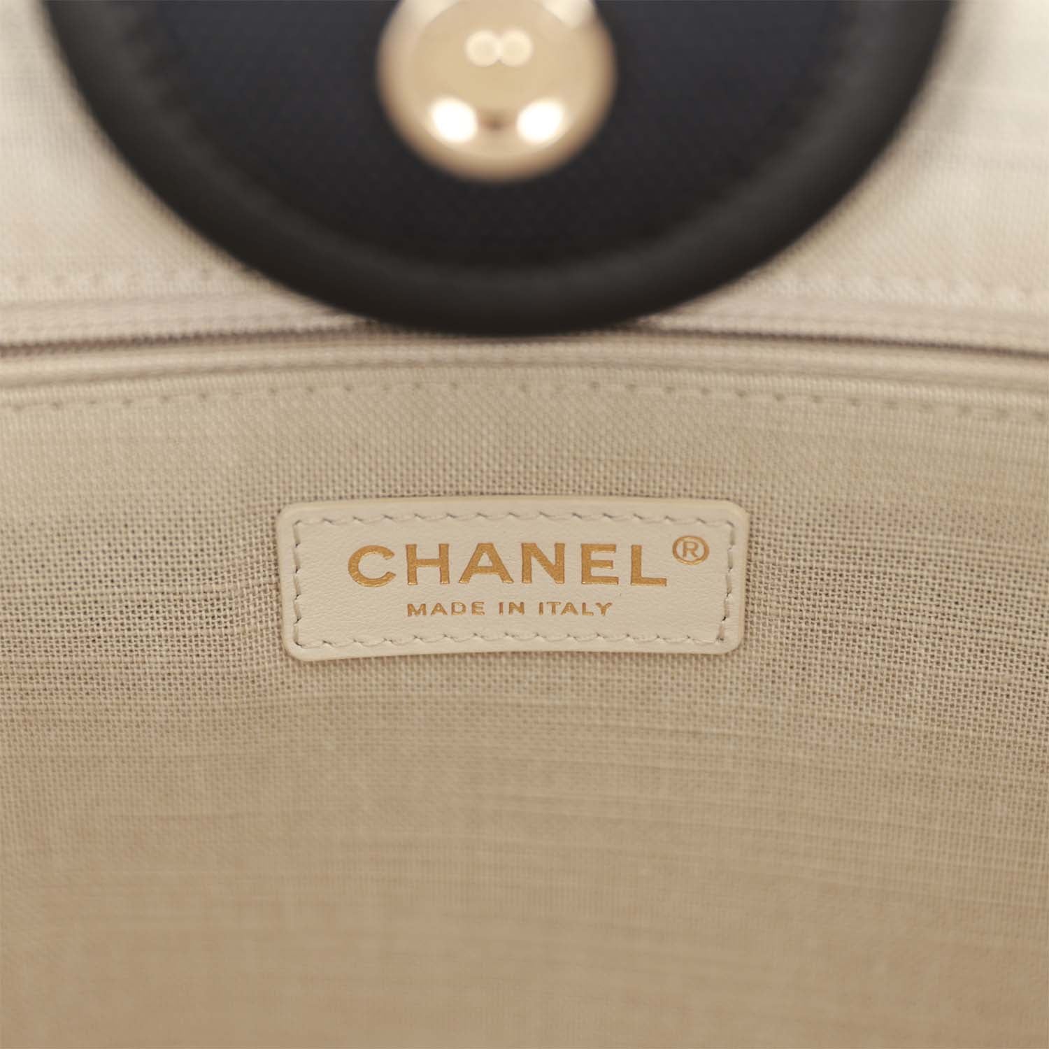 Chanel Large Deauville Shopping Bag Black and White Grid Light Gold Hardware