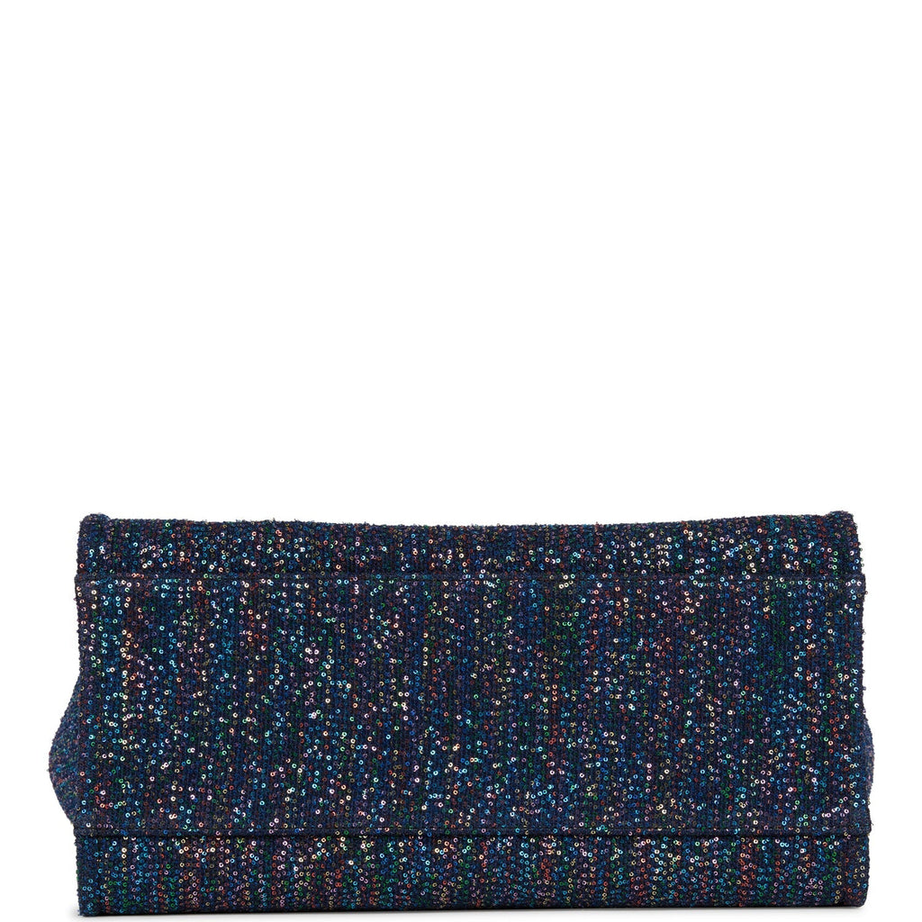 Chanel Large Deauville Shopping Tote Blue Sequin Boucle Silver Hardware