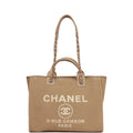 Chanel Small Deauville Shopping Bag Beige Boucle Light Gold Hardware