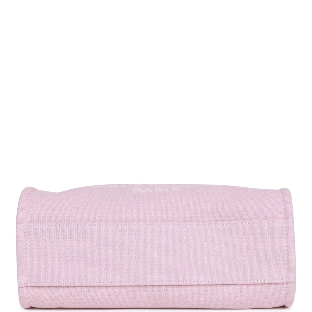 Chanel Small Deauville Shopping Bag Pink Boucle Light Gold Hardware