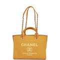 Chanel Small Deauville Shopping Bag Dark Yellow Boucle Light Gold Hardware