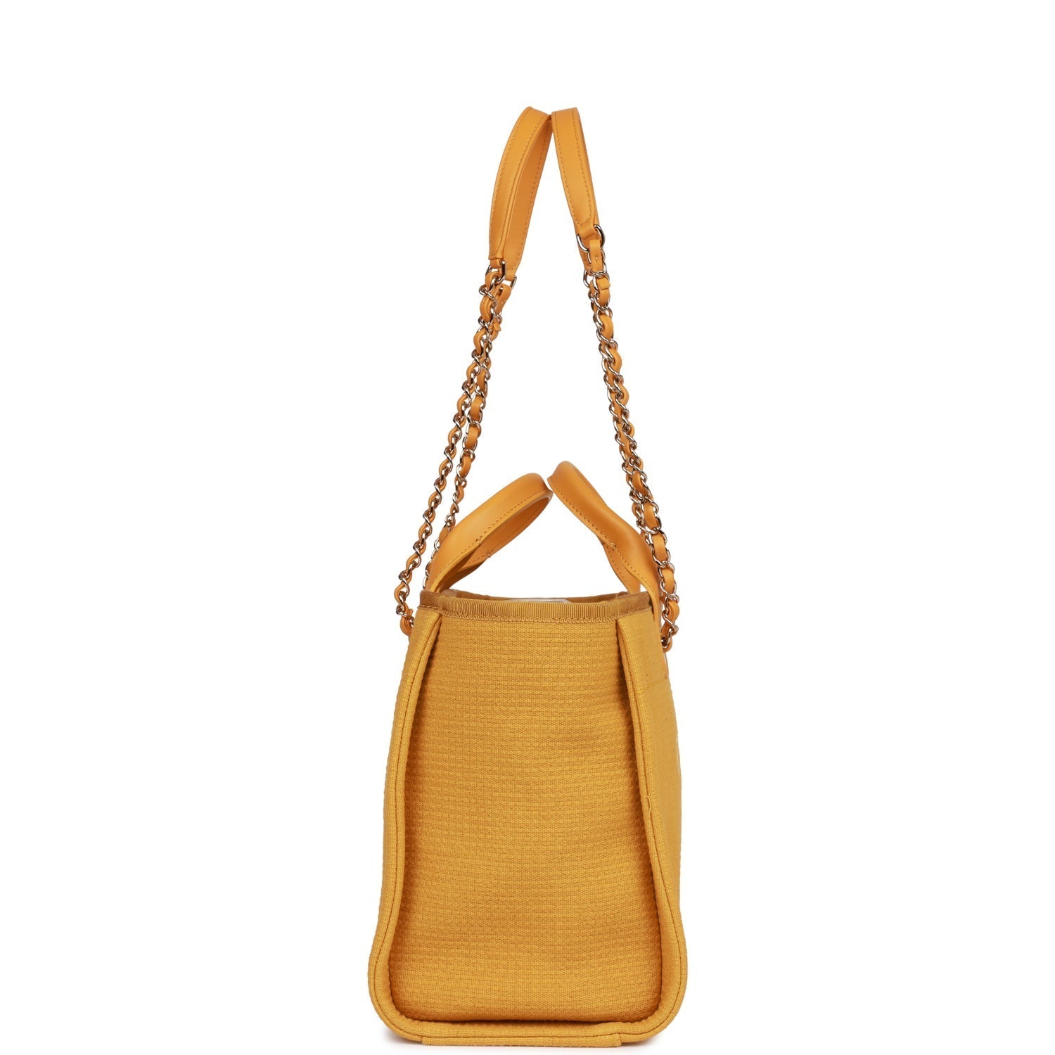 Chanel Small Deauville Shopping Bag Dark Yellow Boucle Light Gold Hardware
