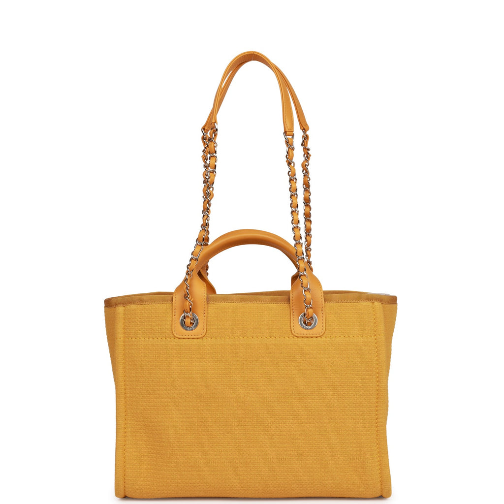 Chanel Small Deauville Shopping Bag Dark Yellow Boucle Light Gold Hardware