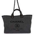 Chanel Medium Deauville Shopping Bag Dark Grey Denim Silver Hardware