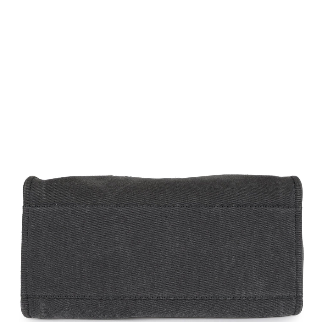 Chanel Medium Deauville Shopping Bag Dark Grey Denim Silver Hardware
