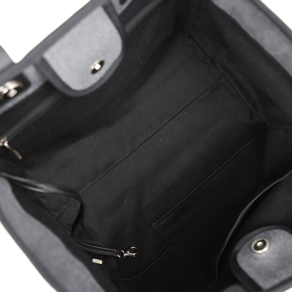 Chanel Medium Deauville Shopping Bag Dark Grey Denim Silver Hardware