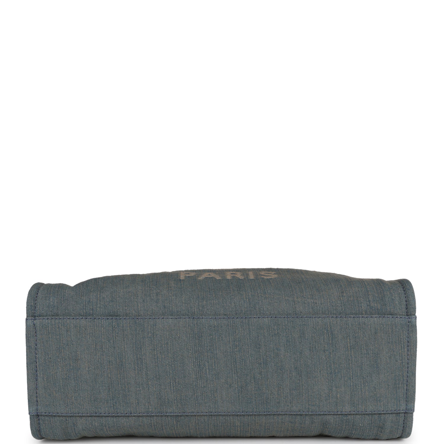 Chanel Large Deauville Shopping Bag Distressed Blue Denim Silver Hardware