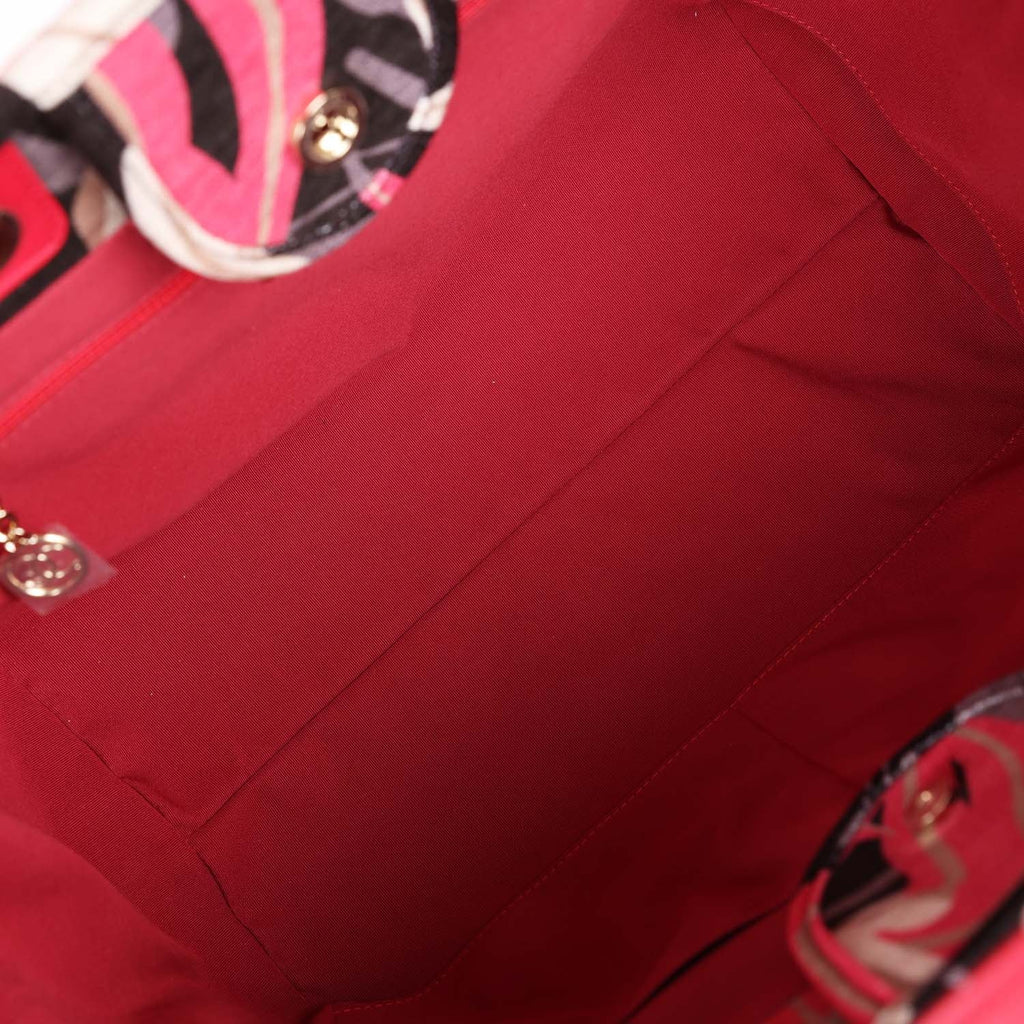 Chanel Small Deauville Shopping Bag Grey and Pink Tropical Floral Velvet Light Gold Hardware