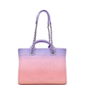 Chanel Small Deauville Shopping Tote Pink and Purple Ombre Calfskin Silver Hardware
