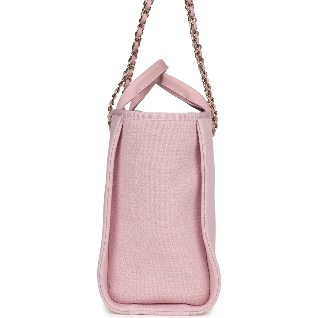 Chanel Small Deauville Shopping Tote Light Pink Canvas Light Gold Hardware