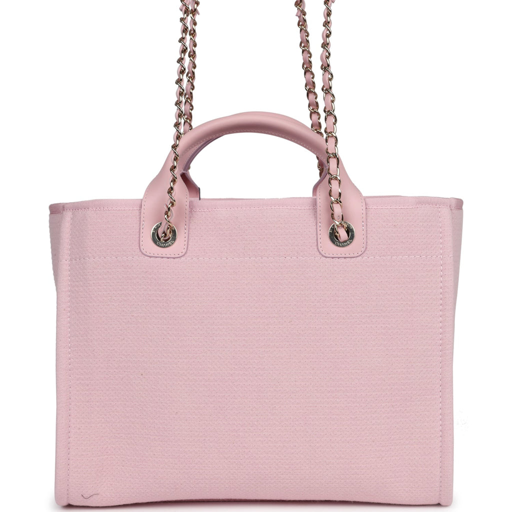 Chanel Small Deauville Shopping Tote Light Pink Canvas Light Gold Hardware
