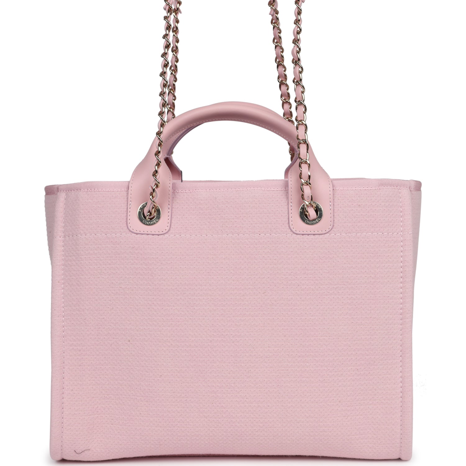 Chanel Small Deauville Shopping Tote Light Pink Canvas Light Gold Hardware