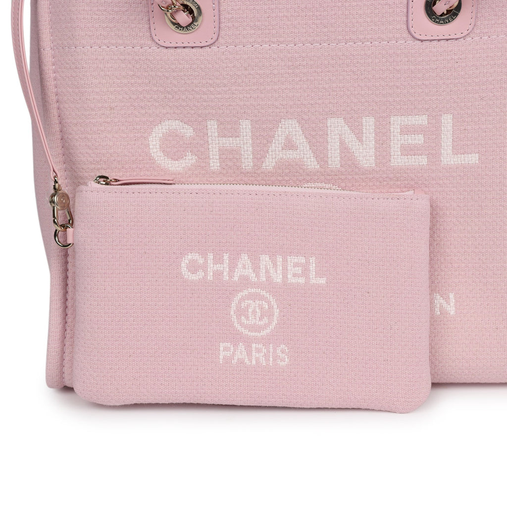 Chanel Small Deauville Shopping Tote Light Pink Canvas Light Gold Hardware