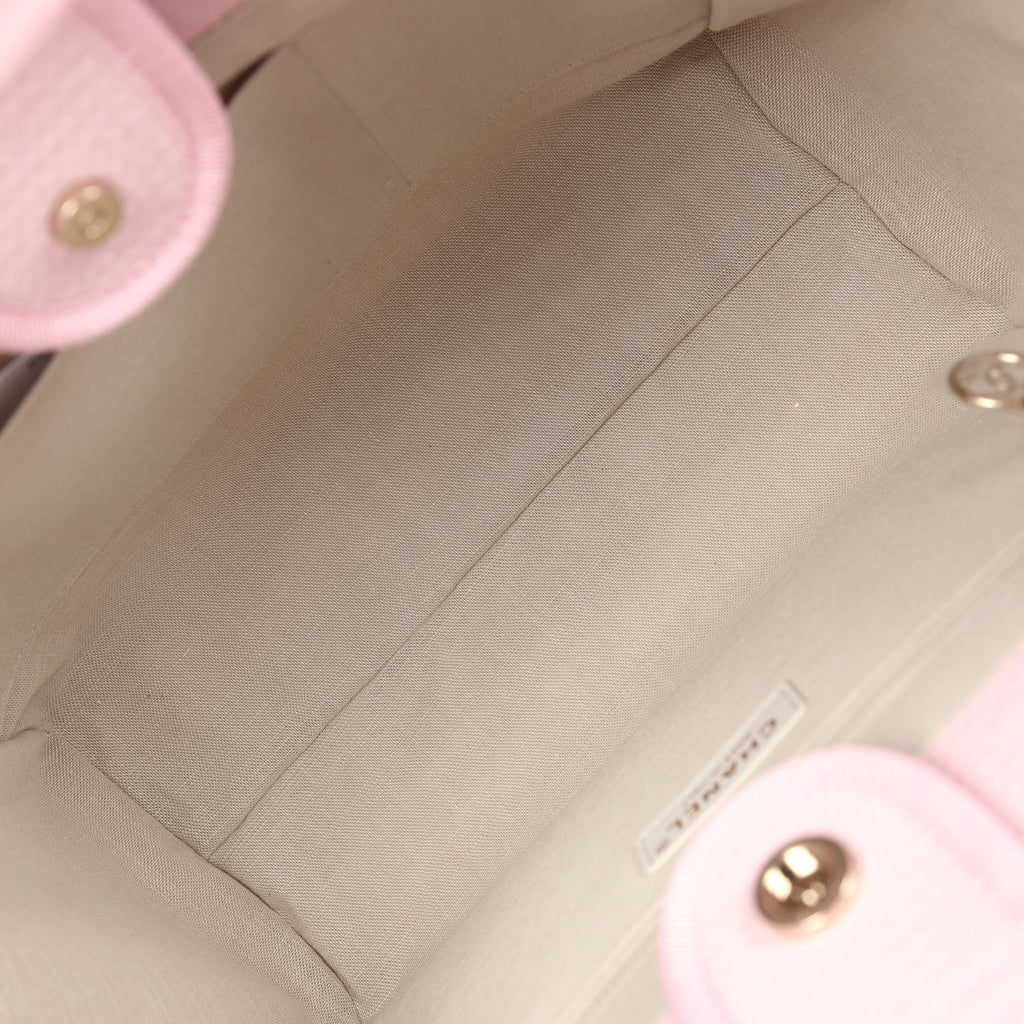 Chanel Small Deauville Shopping Tote Light Pink Canvas Light Gold Hardware