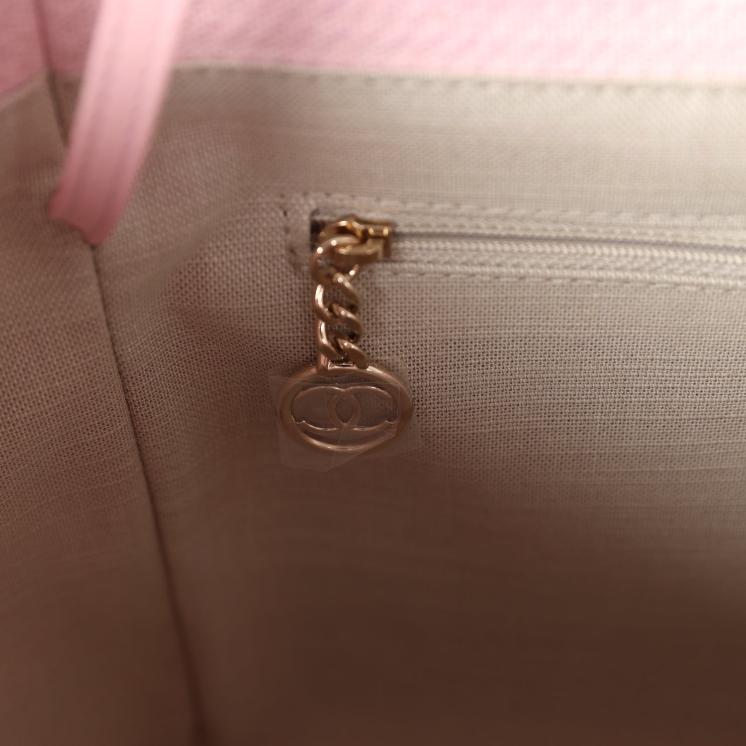 Chanel Small Deauville Shopping Tote Light Pink Canvas Light Gold Hardware
