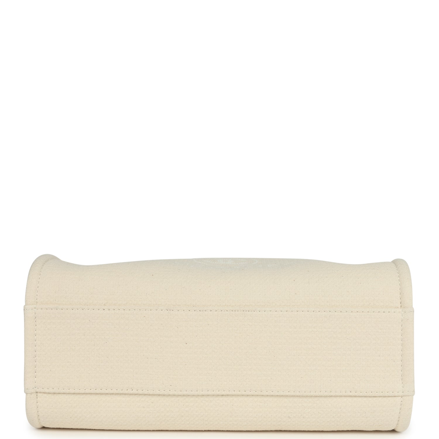 Chanel Small Deauville Shopping Tote Ivory Canvas Light Gold Hardware