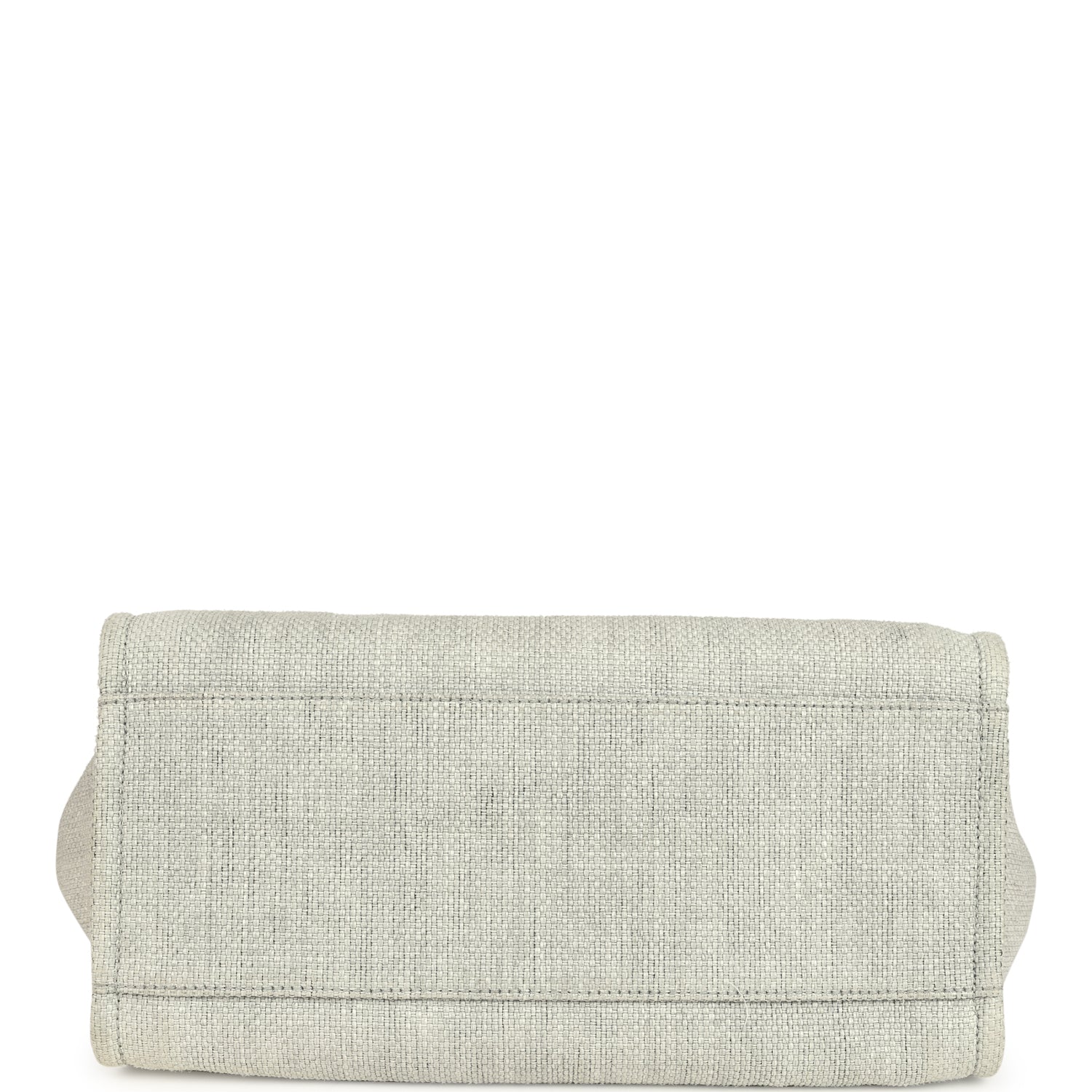 Chanel Medium Deauville Shopping Tote Light Grey Raffia and Canvas Silver Hardware
