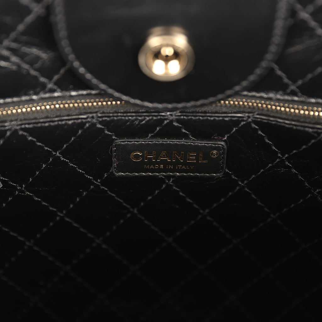 Chanel Medium Deauville Shopping Tote Black Crumpled Calfskin and Tweed Gold Hardware
