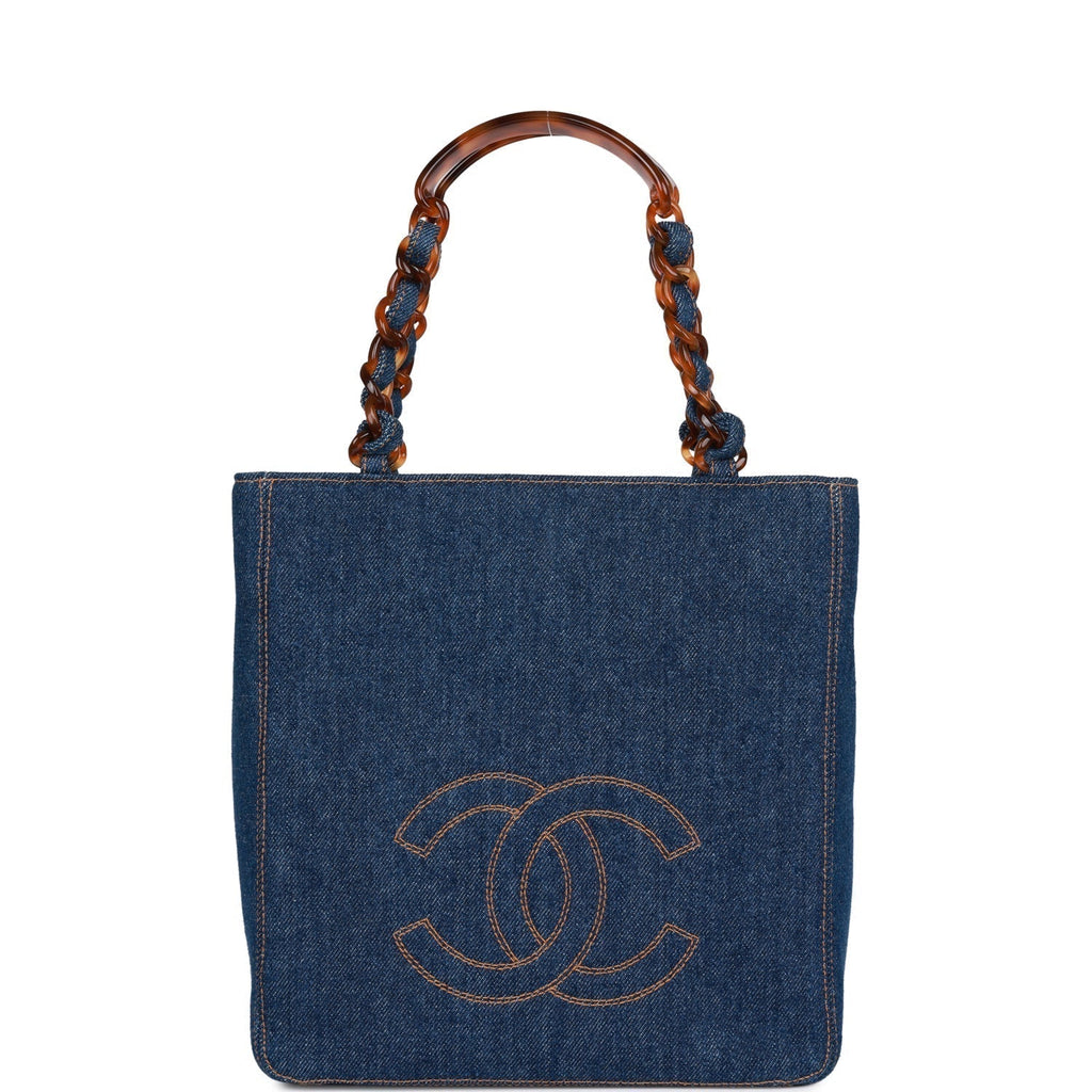 Vintage Chanel CC Denim Tote Bag