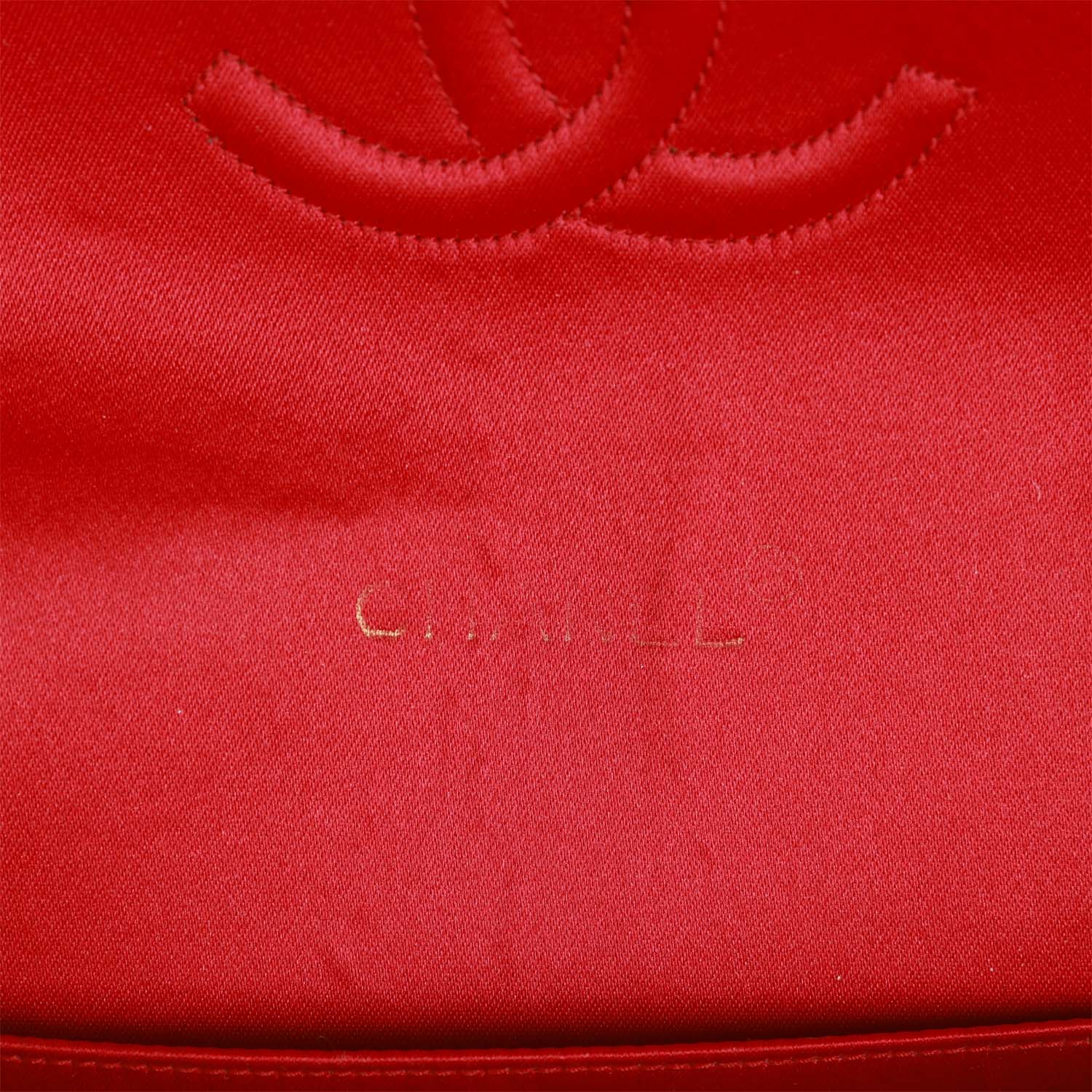 Vintage Chanel Small Flap Bag Red Satin Gold Hardware