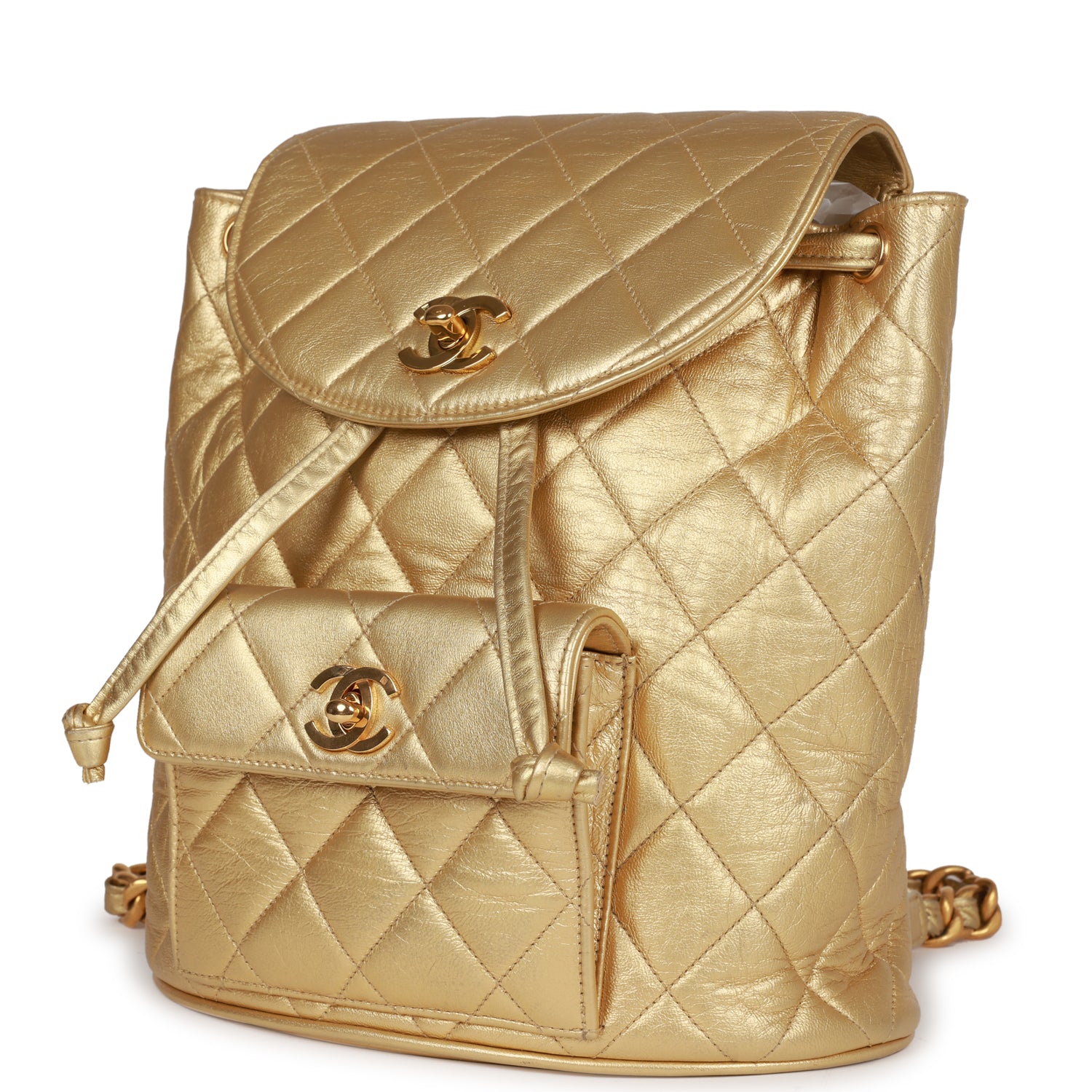 New Chanel Duma Backpack Gold Metallic Lambskin Gold Hardware