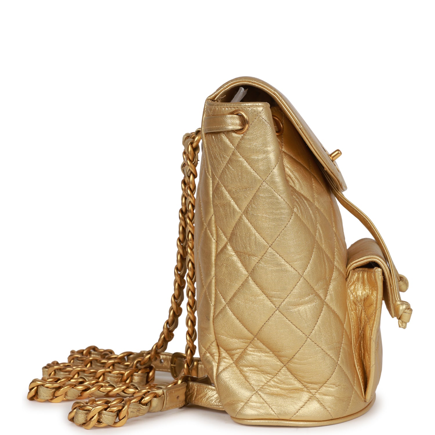 New Chanel Duma Backpack Gold Metallic Lambskin Gold Hardware