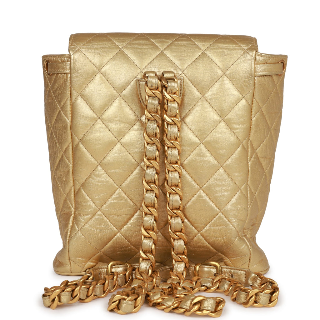 New Chanel Duma Backpack Gold Metallic Lambskin Gold Hardware