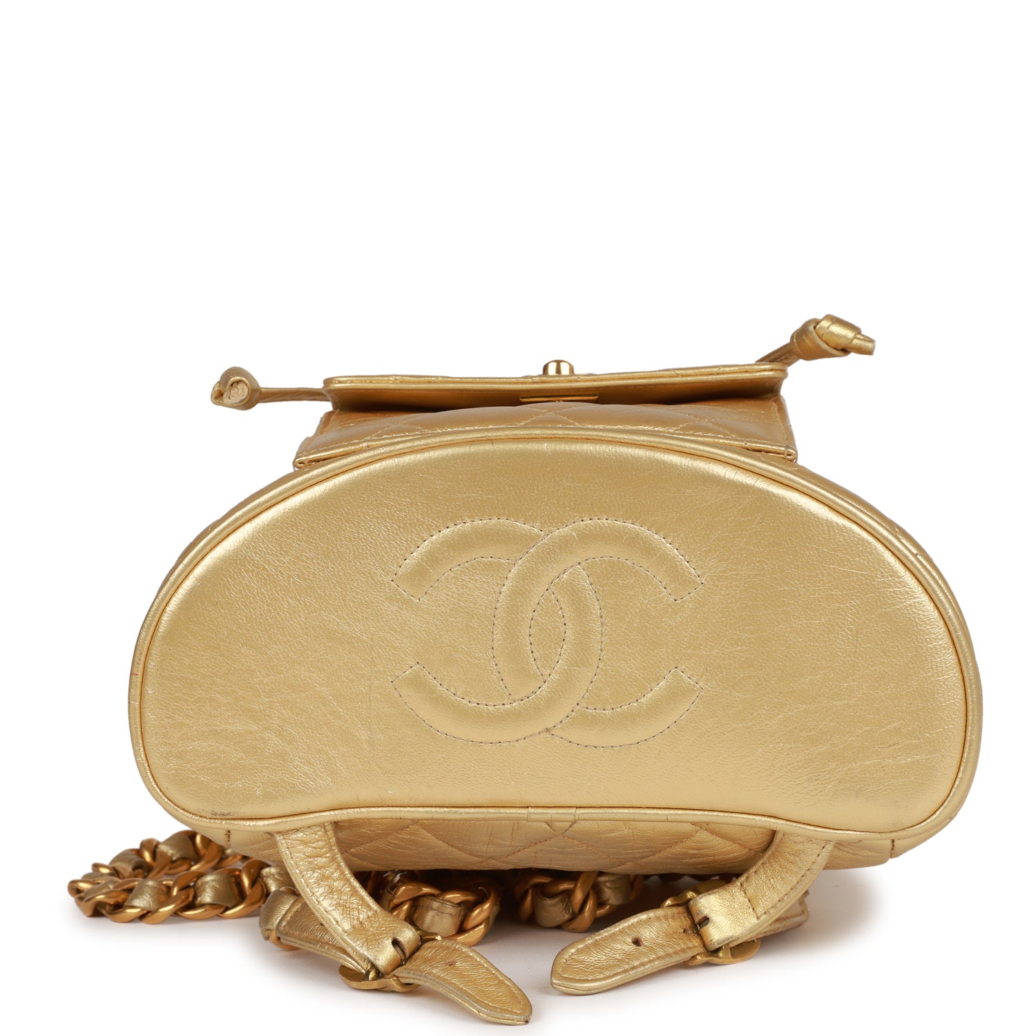 New Chanel Duma Backpack Gold Metallic Lambskin Gold Hardware