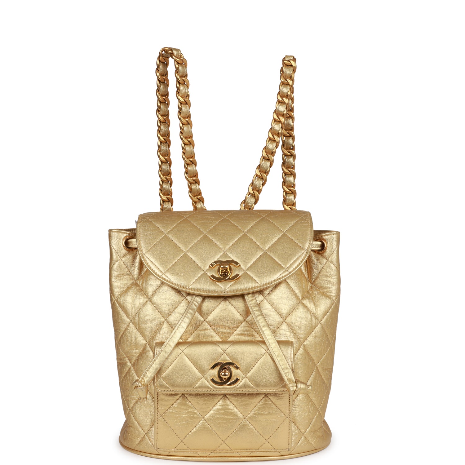 New Chanel Duma Backpack Gold Metallic Lambskin Gold Hardware