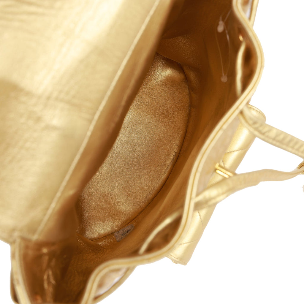 New Chanel Duma Backpack Gold Metallic Lambskin Gold Hardware