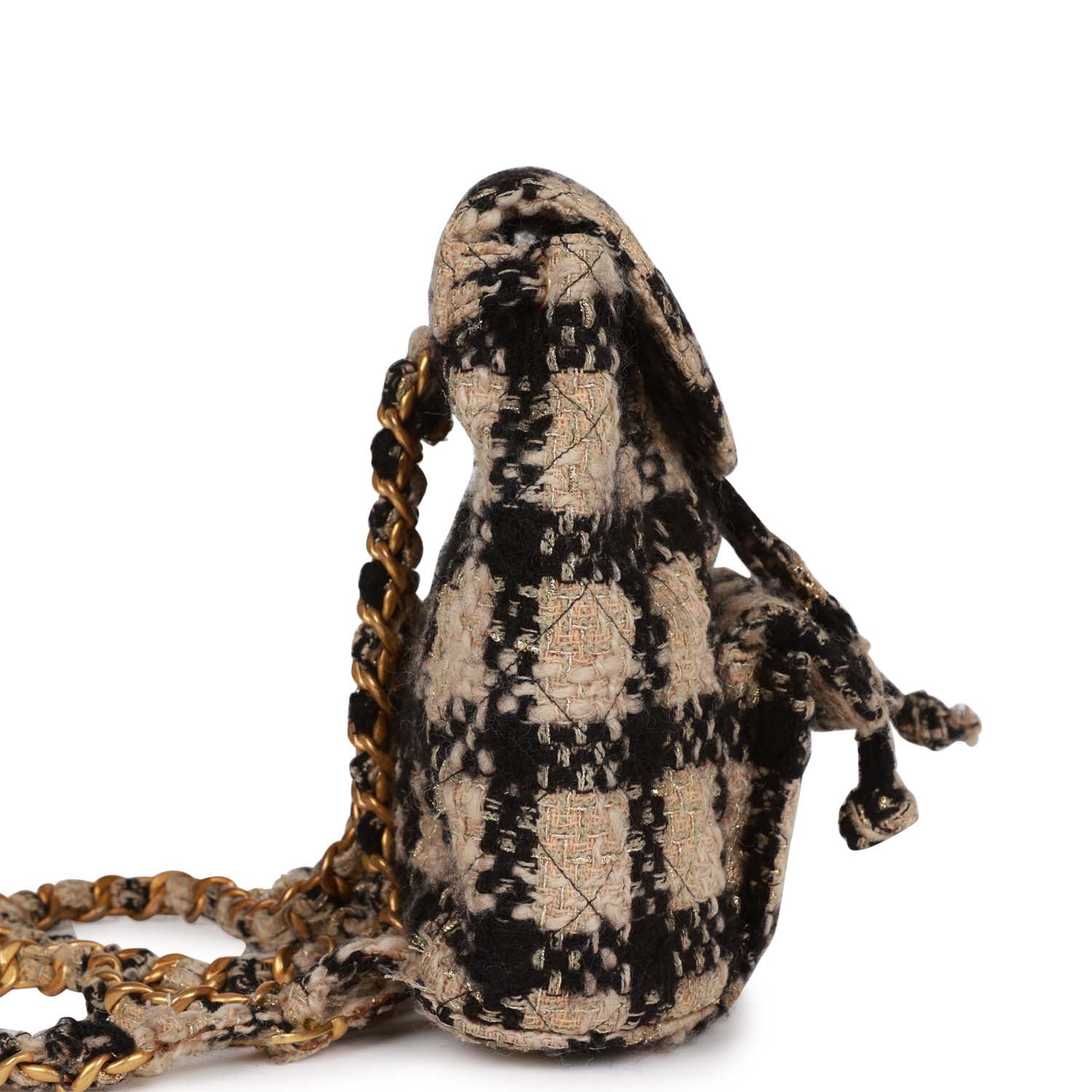 New Chanel Duma Backpack Beige and Black Tweed Gold Hardware