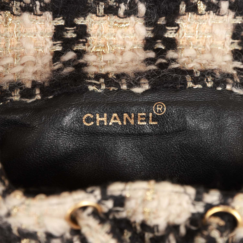 New Chanel Duma Backpack Beige and Black Tweed Gold Hardware