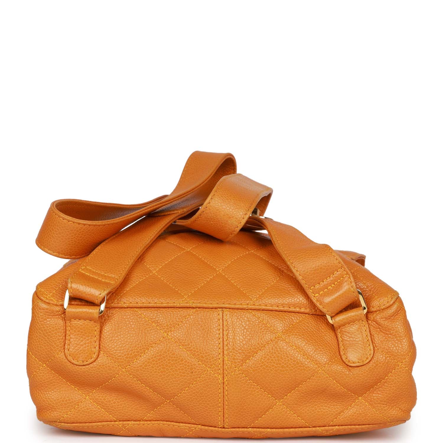 Vintage Chanel Flap Backpack Orange Caviar Gold Hardware
