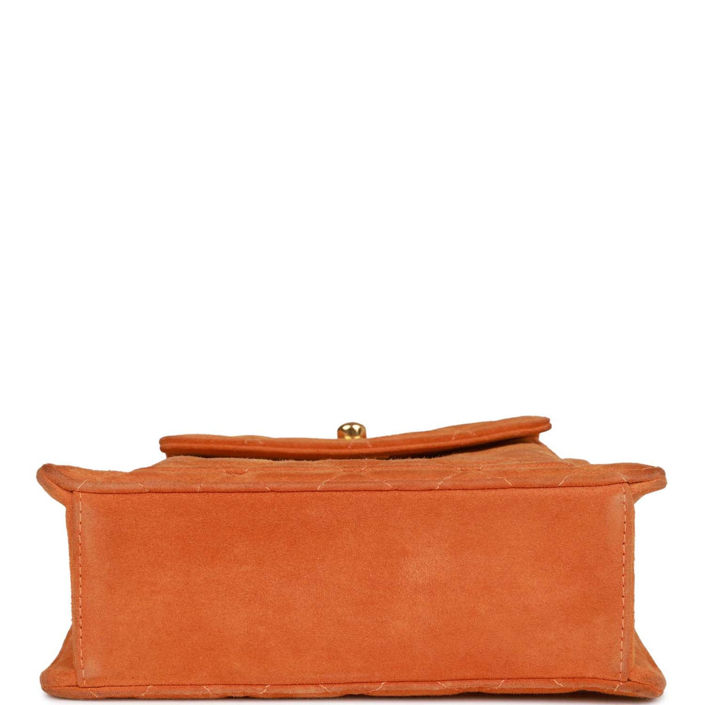 Vintage Chanel Camera Bag Orange Suede Gold Hardware