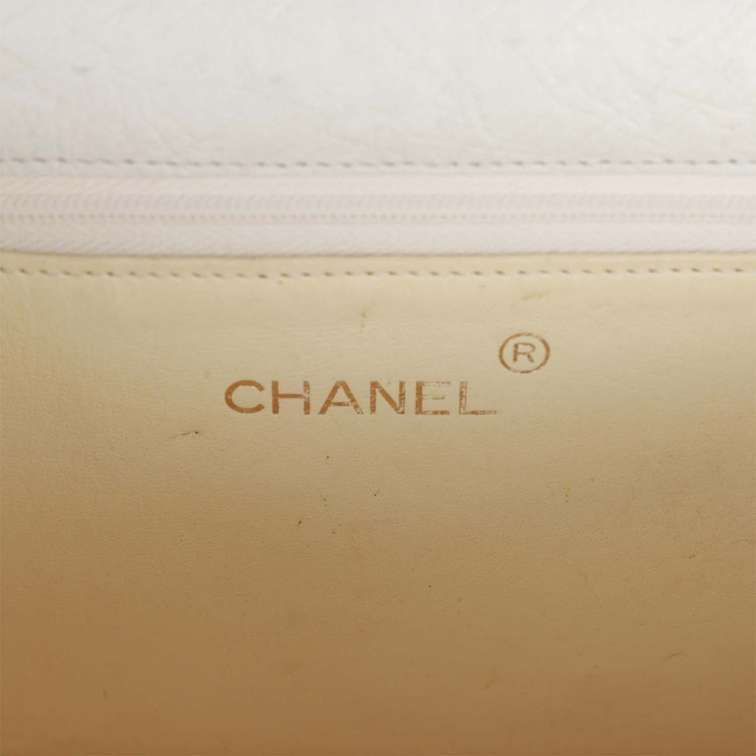 Vintage Chanel Single Flap Bag White Ostrich Gold Hardware