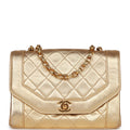 Vintage Chanel Flap Bag Gold Metallic Lambskin Gold Hardware