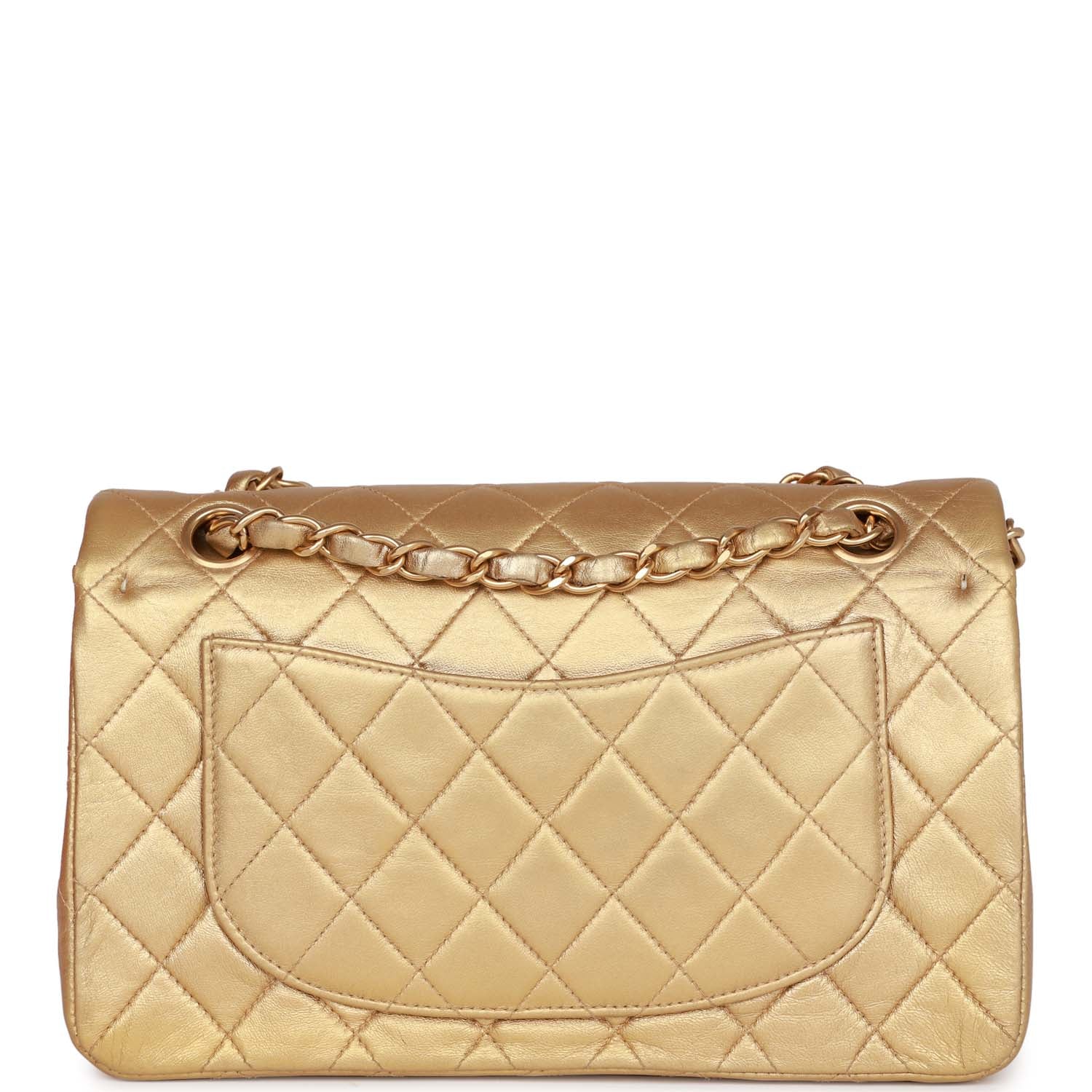 Vintage Chanel bag Small Classic Double Flap Bag Gold Metallic Lambskin Gold Hardware