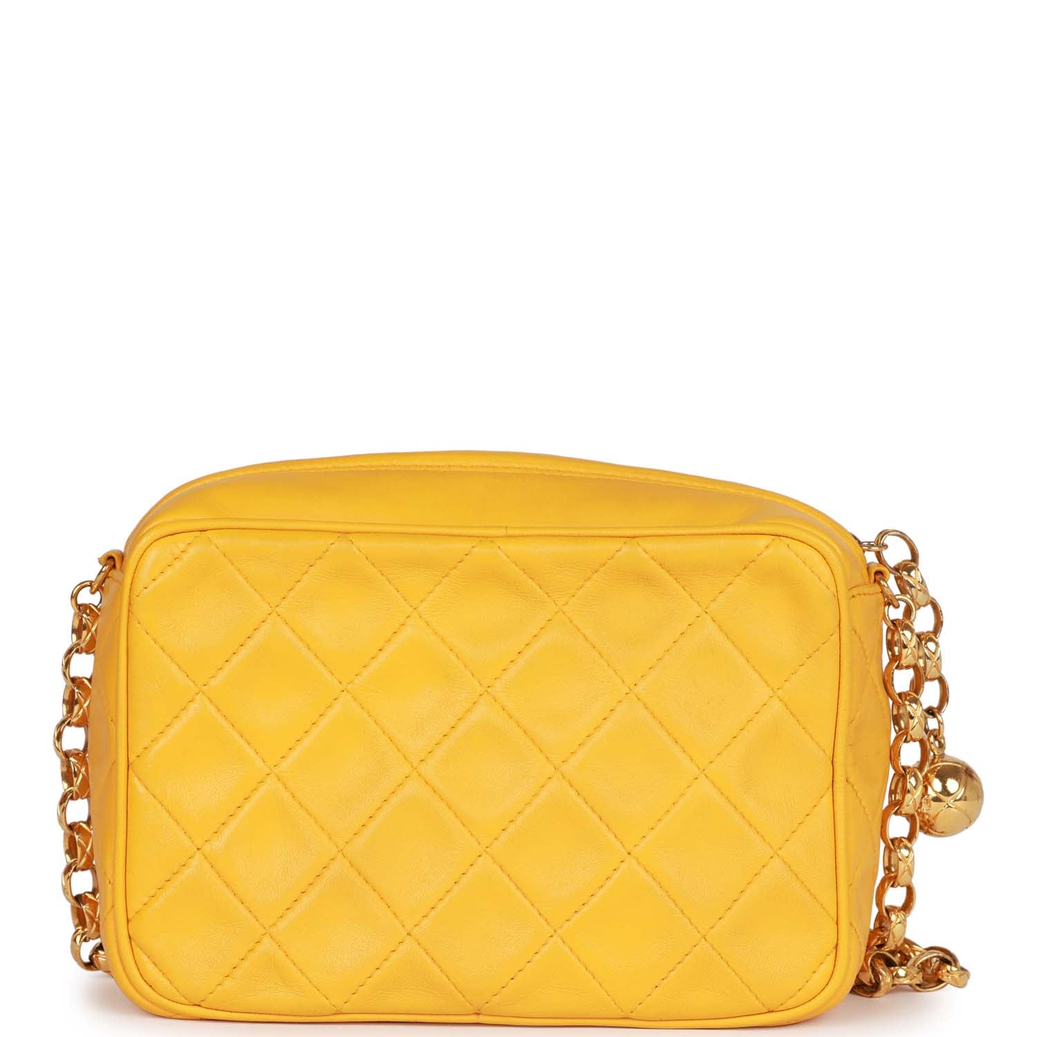 Vintage Chanel Knotted Camera Bag Yellow Lambskin Gold Hardware