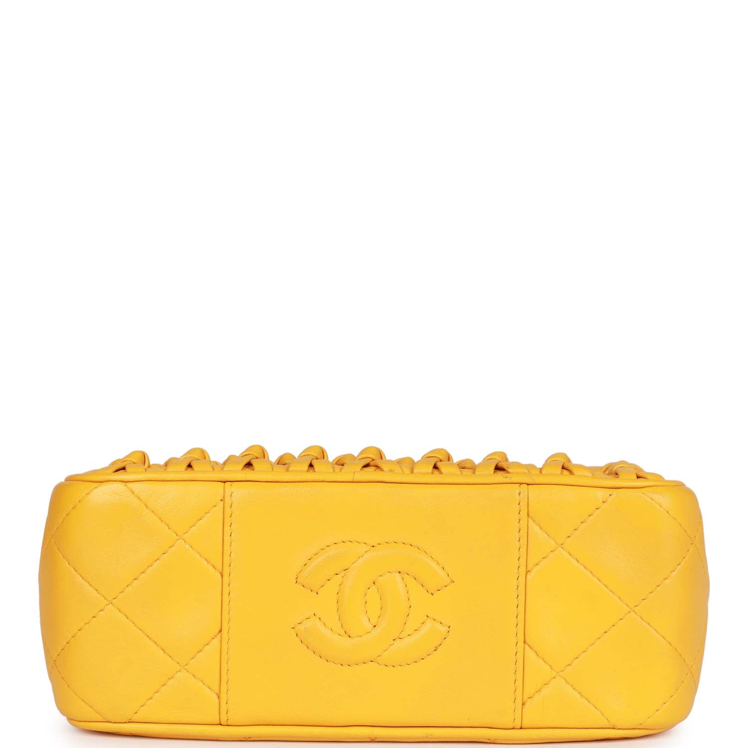 Vintage Chanel Knotted Camera Bag Yellow Lambskin Gold Hardware