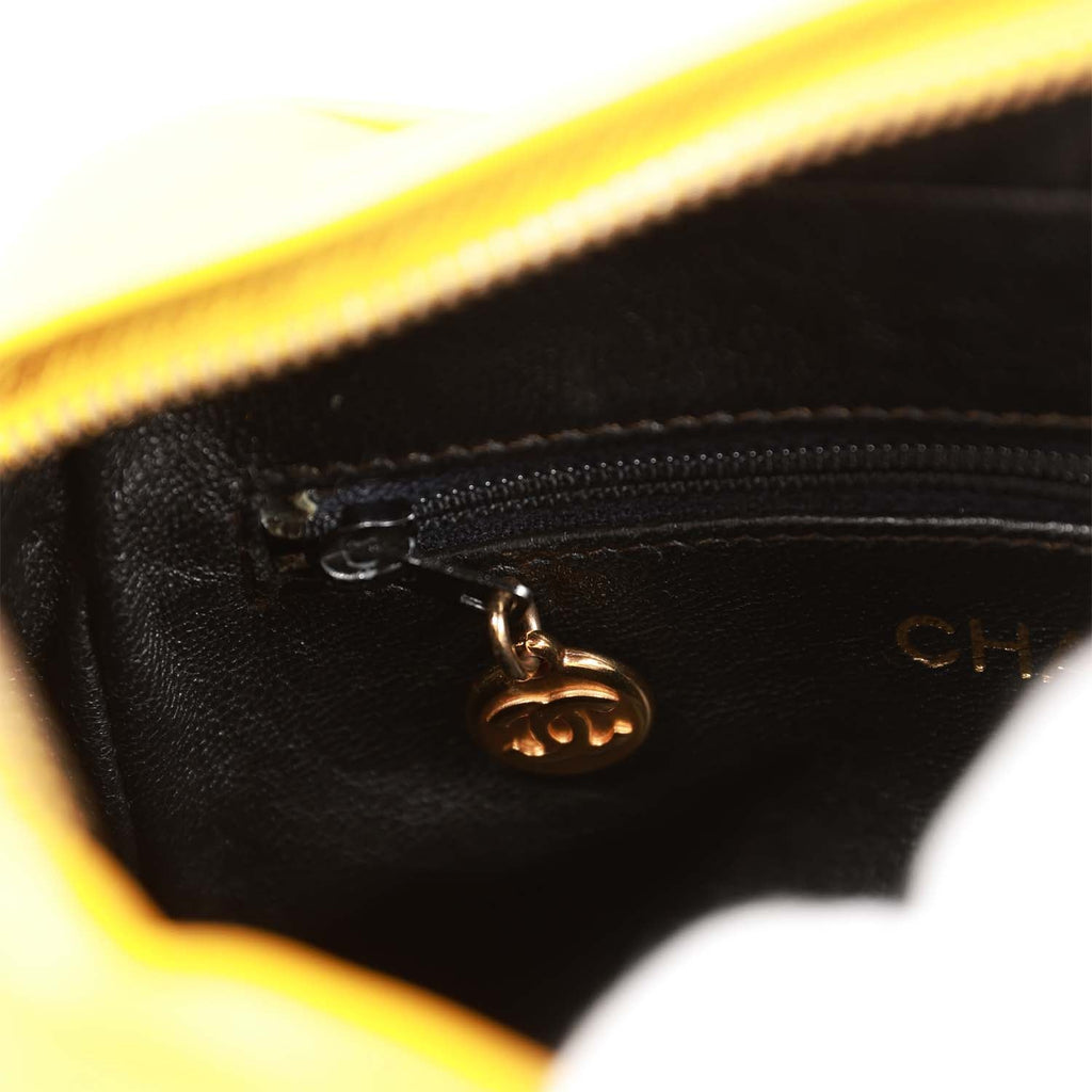 Vintage Chanel Knotted Camera Bag Yellow Lambskin Gold Hardware