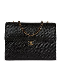 New Chanel Flap Bag Black Wicker Gold Hardware