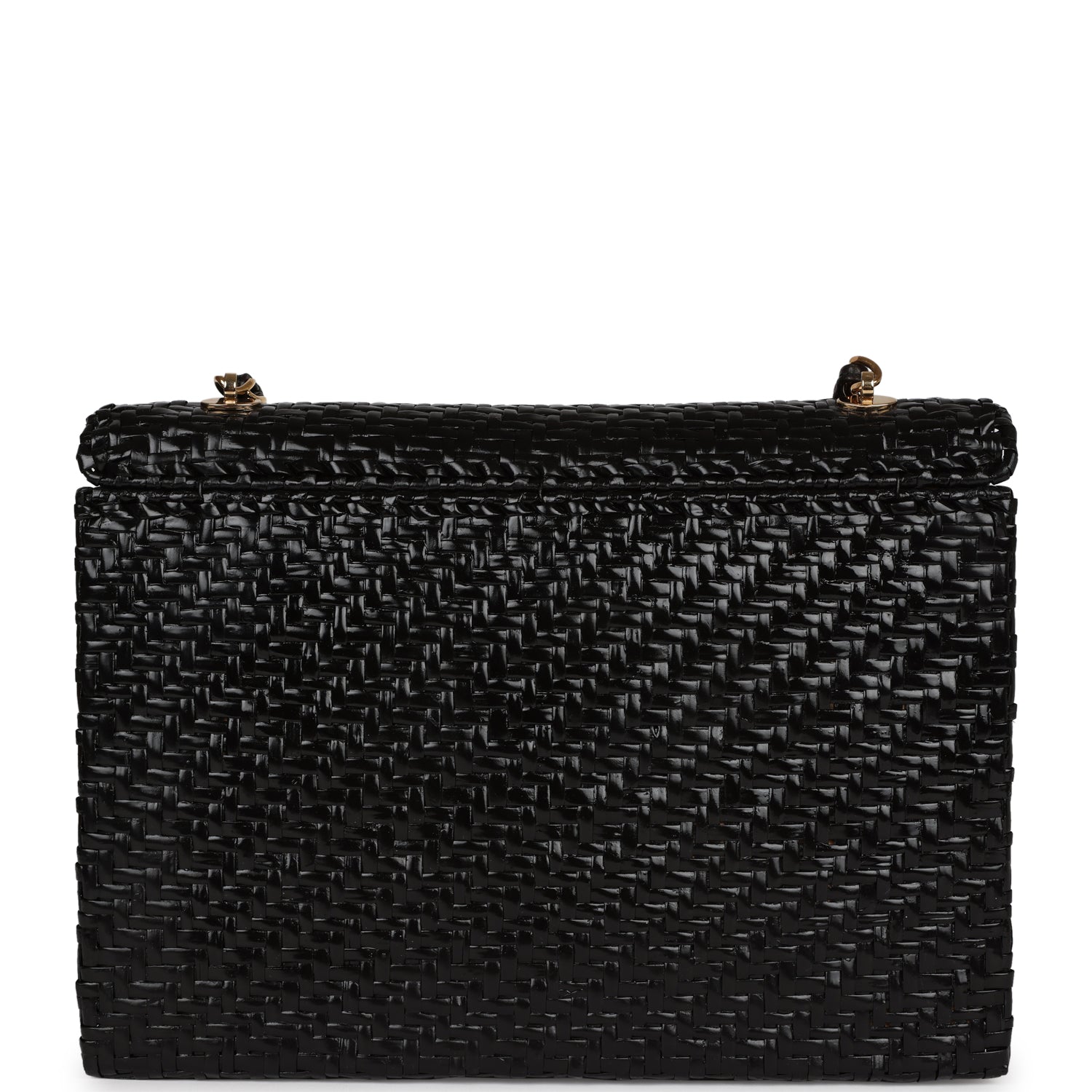 New Chanel Flap Bag Black Wicker Gold Hardware