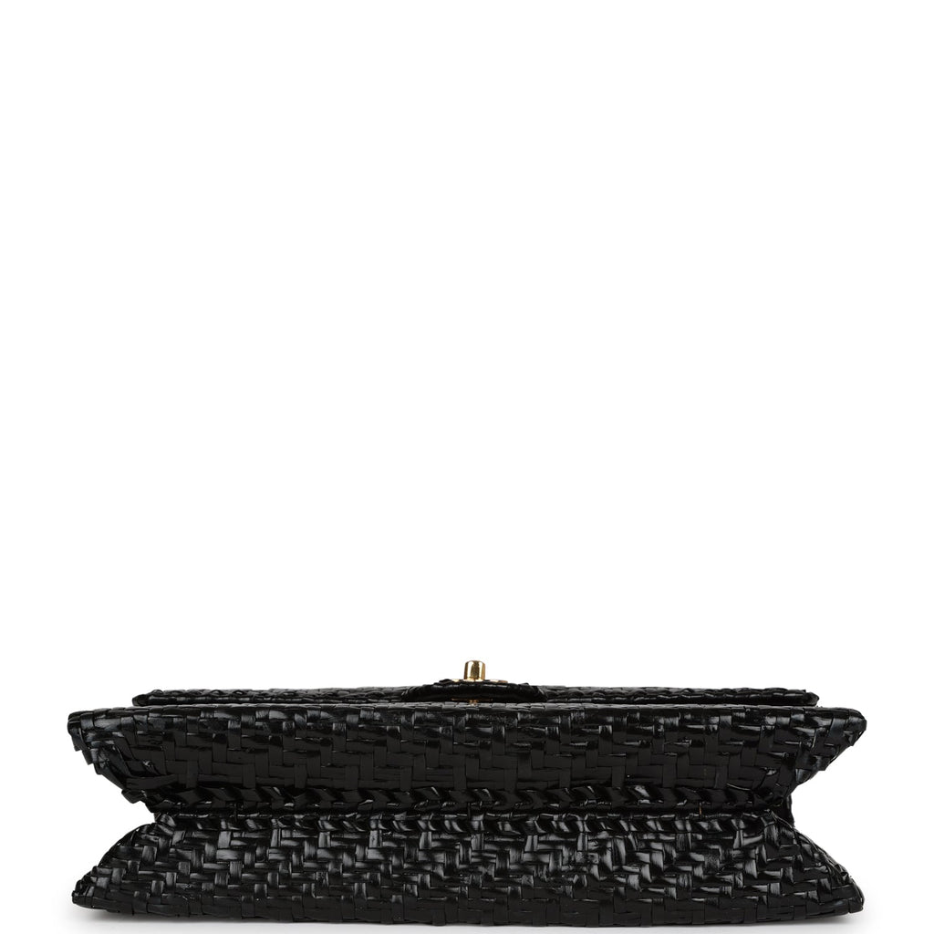 New Chanel Flap Bag Black Wicker Gold Hardware